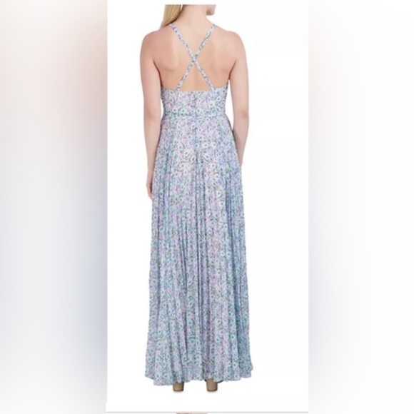 Laundry by Shelli Segal V Neck Floral pleated slip Maxi Dress size 4 new - Picture 3 of 4